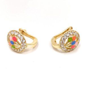 14 Carat Gold Enameled Balloon Earrings Multicolor